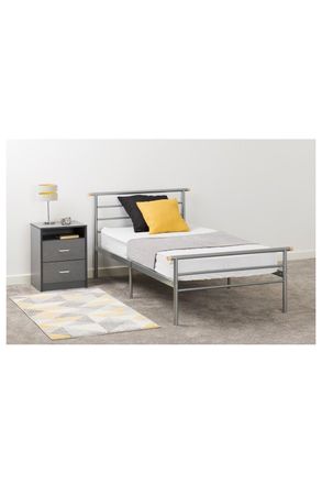 Seconique Orion 3 Single Bed in Metallic Silver