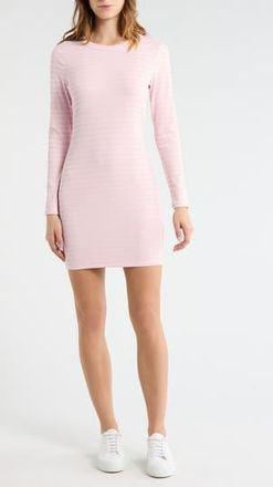 Madden Girl Long Sleeve Stripe Minidress in Pink/Cream at Nordstrom Rack, Size X-Large