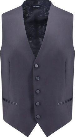 Tagliatore V-hals Gilet met enkele rij knopen - Heren - Gillet - Blauw - M - Wol - Kostuums