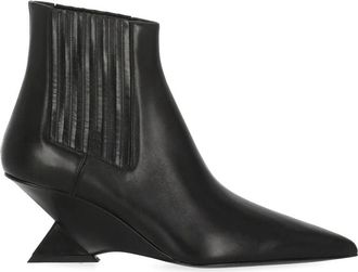 The Attico Cheope Enkellaars - Dames - Laarzen met Hak - Zwart - 38 EU - Leer - Schoenen