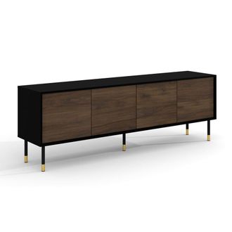 Petits Meubles Mueble tv 4 puertas 180 cm paneles laminados madera y negro