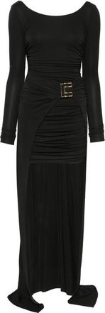 Elisabetta Franchi Ruched Logo-buckle Asymmetric Dress
