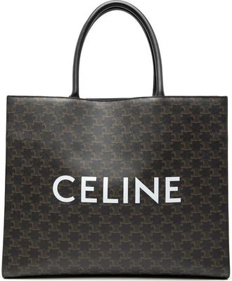 Celine Pre-owned Celine Medium Triomphe Coated Canvas Cabas Horizontal Tote F-IP-2201