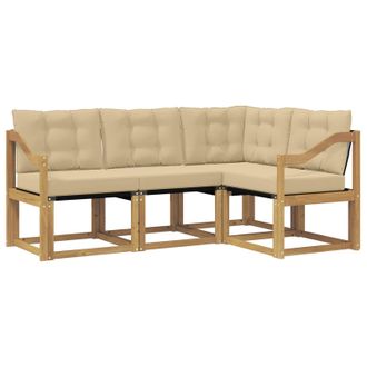 vidaXL Conjunto De Sof&aacute;s De Exterior Con Coj&iacute;n 4 Pcs Y Beige Vidaxl