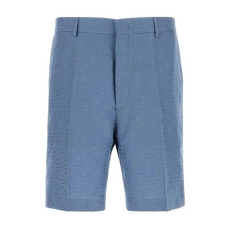 Fendi Casual Shorts, male, Blue, Size: 2XL Shorts Linen FF Jacq Allover Baia