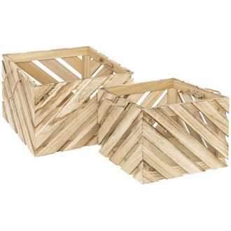 Atmosphera Atmosphera - Lote De 2 Cajas De Madera Sulei L30 37cm Cr&eacute;ateur DInt&eacute;rieur