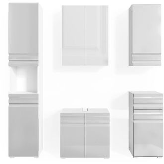 Vicco Conjunto De Muebles De Ba&ntilde;o Freddy, Blanco Alto Brillo, 5 Piezas