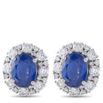 Luxury Bazaar Platinum 1.02ct Diamond and Sapphire Earrings MF35-041426