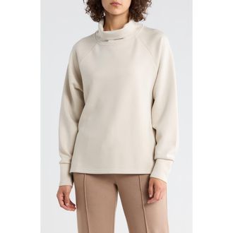 Zella Whisper Knit Turtleneck Sweatshirt in Moonbeam at Nordstrom Rack, Size X-Small