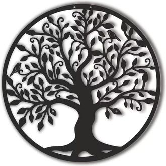 OEM Decoraci&oacute;n De Pared Met&aacute;lica, &Aacute;rbol De La Vida - Acero Con Recubrimiento En Polvo De 2 Mm - Resistente A La Corrosi&oacute;n - 35 X 35 Cm, Para Uso Interior 