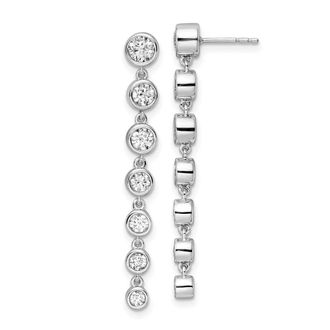 Diamond2Deal 14K White Gold 1 1/2 ct Lab Grown Diamond Graduated Dangle Earring