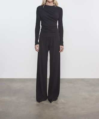 Enza Costa Cashmere Draped L/s Crew In Black