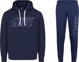 Nike Mens Navy Outline Hooded Fleece Tracksuit - Size X-Large