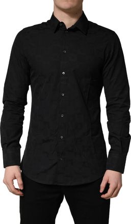 Dolce & Gabbana Black MARTINI Cotton Slim Dress Formal Mens Shirt