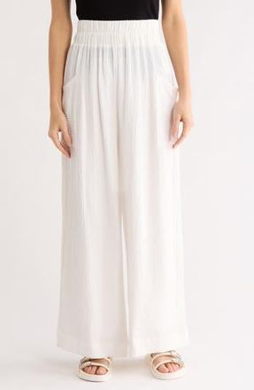 Patrizia Luca Cotton Pull-On Wide Leg Pants in Off White at Nordstrom Rack, Size X-Large