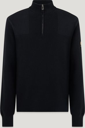 Belstaff Commander Quarter Zip Jumper Mens Organic Cotton Black Size 2XL