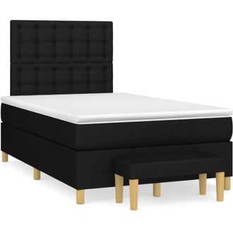 vidaXL Cama Box Spring Con Colch&oacute;n Tela Negro 120x190 Cm Vidaxl