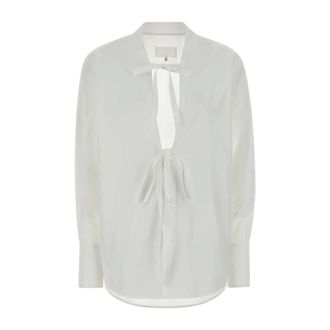 Maison Margiela Shirts, female, White, Size: XS V-neck Cotton Shirt