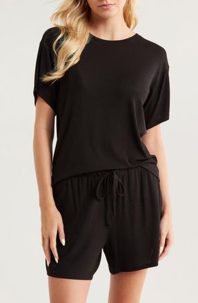 Nordstrom Moonlight Eco Easy Rib Short Pajamas in Black at Nordstrom, Size X-Large