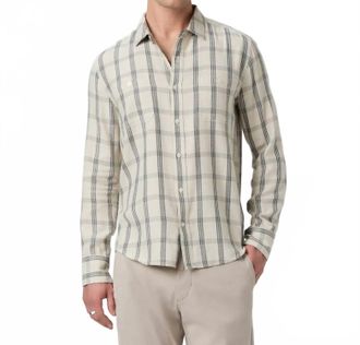 Paige Everett Check Plaid Button Down Shirt In Blue Stucco
