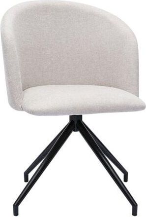 Miliboo Silla De Dise&ntilde;o Giratoria 360&deg; De Terciopelo Beige Texturizado Y Metal Negro Vanity