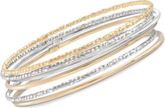 Ross-Simons Two-Tone Sterling Silver Jewelry Set: 6 Bangle Bracelets
