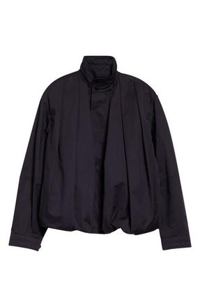 Christophe Lemaire Soft Pleated Cotton Sateen Blouson Jacket in Ink Blue at Nordstrom, Size 10 Us