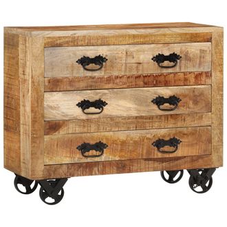 vidaXL Vidaxl - Aparador Con 3 Cajones Madera Maciza De Mango Rugosa 80x30x65cm