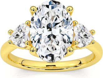 Pompeii3 Certified 2 3/4Ct Oval & Heart Shape Diamond Engagement Ring Lab Grown 14k Gold