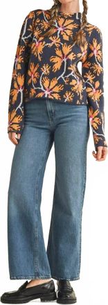 Merci Wild Bloom Sweater In Navy Floral