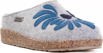 Haflinger Womens Blooming Wool Clogs In Silver/grey