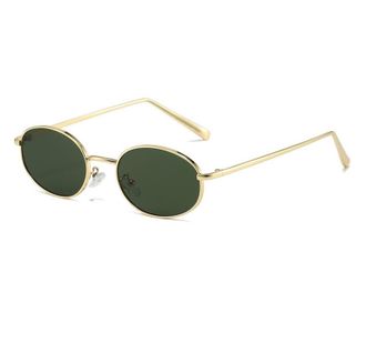 Generic Metal Sunglasses For Men And Women Small Frame Commuter Driving Sun Glasses(Green)