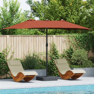 Berkfield Home Garden Parasol Folding Terracotta 385 x 209 x 244 cm Fabric