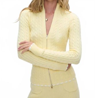 Frankies Bikinis Carter Cable Knit Sweater In Vanilla Sugar