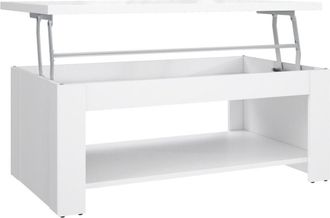 Home Heavenly Mesa Centro Elevable Dumi. Mesa Auxiliar De Sal&oacute;n Elevable De L&iacute;neas Rectas Modernas. Altura De 45,2 Hasta 66 C Color: Blanco - Home Heavenly