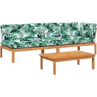 vidaXL Set De Sof&aacute;s De Palets De Jard&iacute;n Y Cojines 3 Pzas Madera Acacia Vidaxl