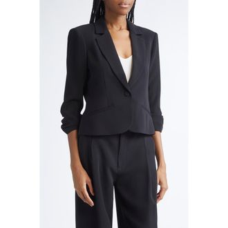 Cinq &agrave; Sept Le Petit Khloe Crop Blazer in Black at Nordstrom, Size 10