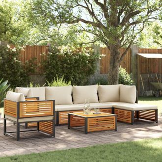 vidaXL Set De Sof&aacute;s De Jard&iacute;n Con Cojines 7 Pzas Madera Maciza Acacia Vidaxl