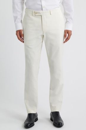 Jack Victor Piero Flat Front Stretch Cotton & Wool Pants in Off White at Nordstrom, Size 33