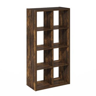 Furinno Cubicle Open Back Decorative Cube Storage Organizer, 8-Cube, Amber Pine