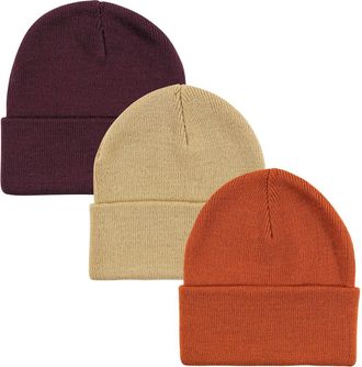 Hudson Baby Knitted Fold-Over Beanies in Rust at Nordstrom