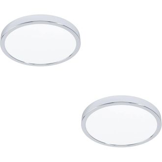 Loops 2 PACK Stylish Chrome LED Ceiling Light - 27cm Semi-Flush Fixture in Metallics