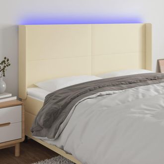 vidaXL Cabecero Con Led Cuero Sint&eacute;tico Color Crema 183x16x118/128 Cm Vidaxl