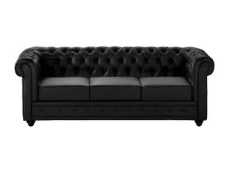 Vente-Unique Divano CHESTERFIELD 3 posti in similpelle Nero