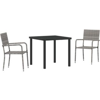 vidaXL Conjunto De Comedor De Jard&iacute;n 3 Pcs Gris Polirat&aacute;n Vidaxl