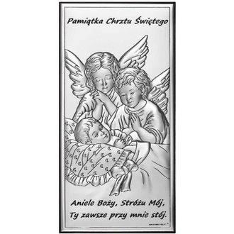 OEM Cuadro De Plata Con &Aacute;ngeles, Recuerdo Del Santo Bautismo 6655 7 X 14 Cm
