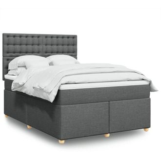 vidaXL Vidaxl - Cama Box Spring Con Colch&oacute;n Tela Gris Oscuro 160x200 Cm