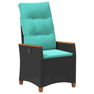 vidaXL Silla De Jard&iacute;n Reclinable Negro Y Turquesa 64 X 57,5 X 112 Cm Vidaxl