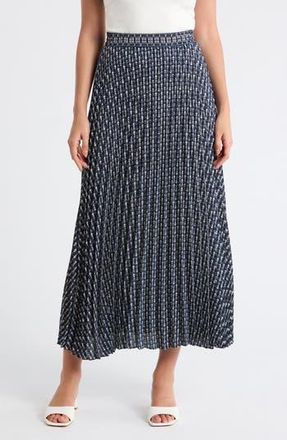 Max Studio Pleated Maxi Skirt in Navy Vines at Nordstrom Rack, Size X-Small