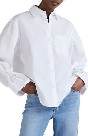 Derek Lam Wesley Cotton Poplin Button-Up Shirt in Optic White at Nordstrom Rack, Size X-Small